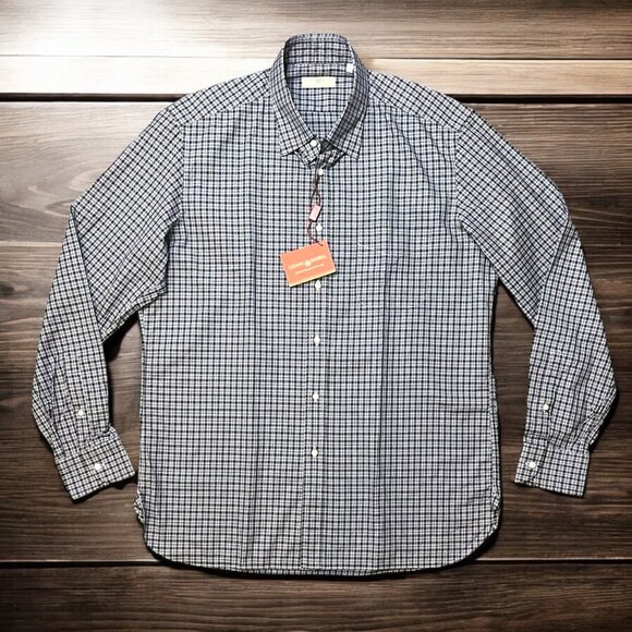 Luciano Barbera NWT Cotton Button Up Long Sleeve Shirt Size XL Italy Pocket - Picture 1 of 10